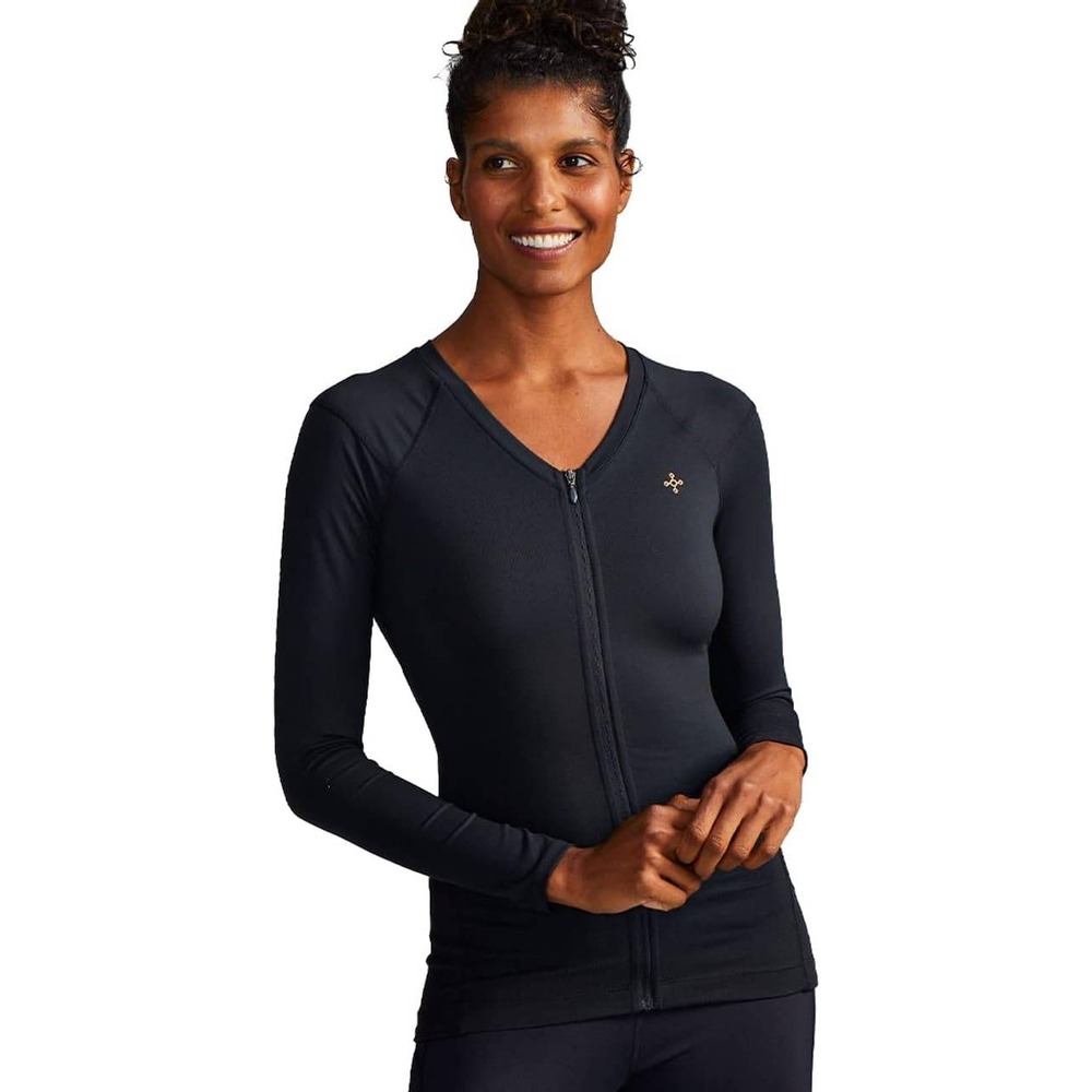 Tommie‎ Copper LS Posture Correct Back Support Shirt Front Zip Women Large Black